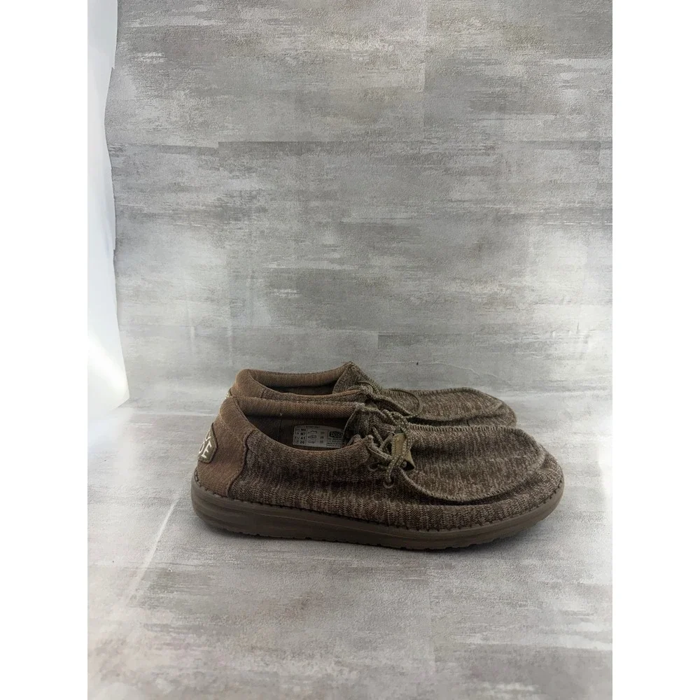 Hey Dude Wally Sport Knit Tan Men Size 8 Loafers Slip On Shoes 40536-255